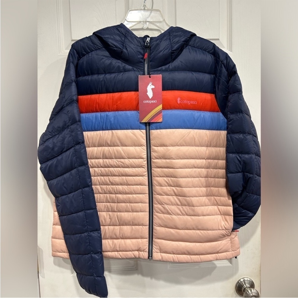 Cotopaxi Women's XL Fuego Hooded Down Jacket Ink Rosewood Pink Blue NWT